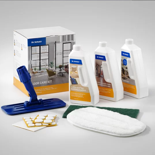 Ecotile floor cleaning packs cointaining polishes and cleaners