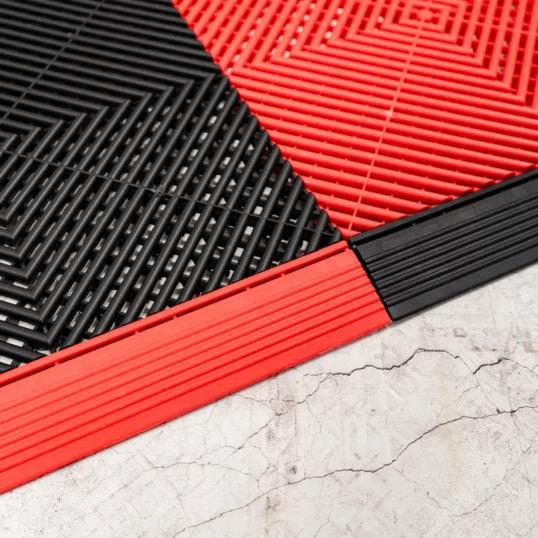 Black and red chequered swiss trax ramp edges