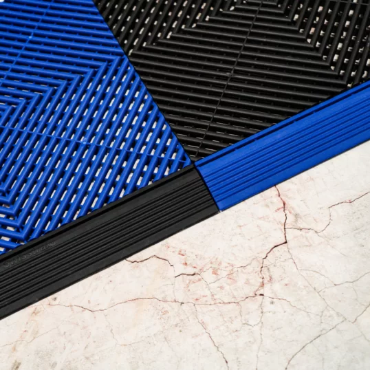 Blue and black swiss trax ramp edges