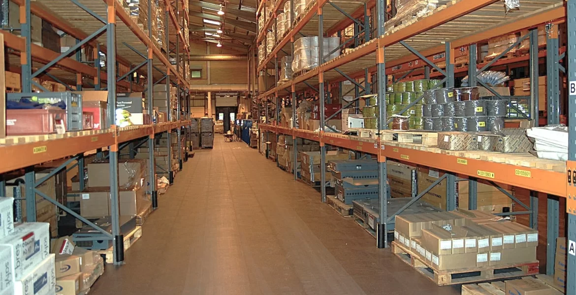 SSE Warehouse racking with ecotile interlocking floor tiles installed in the aisles