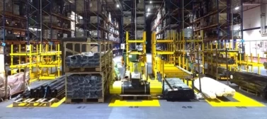 SSE Motherwell warehouse, with yellow and dark grey ecotile floor tiles