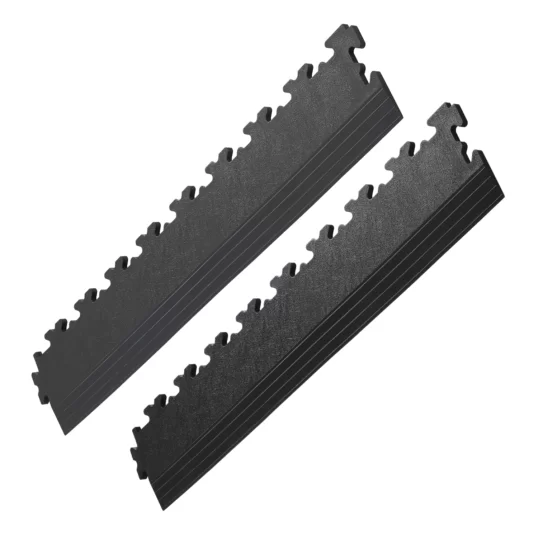Two X-joint Ecotile ramp edges together, in black