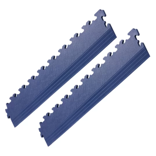 Two X-joint Ecotile ramp edges together, in blue