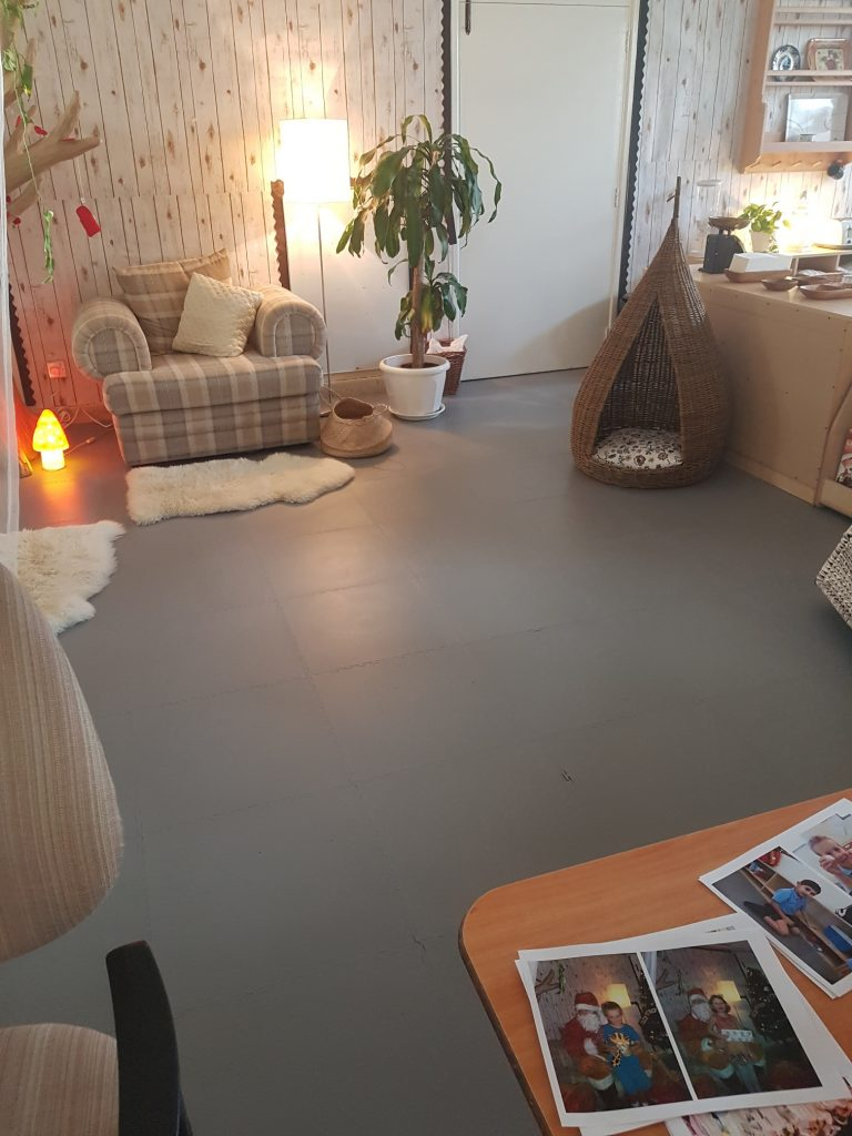 Ecotile installed office flooring
