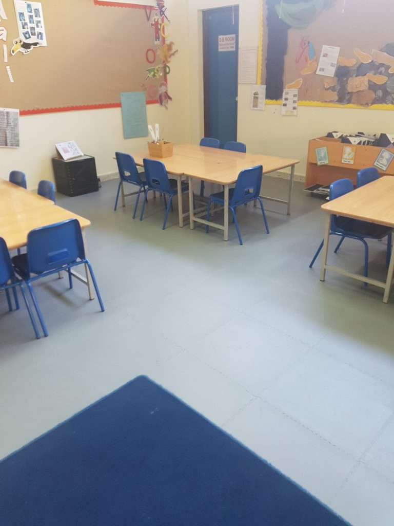 Ecotile installed classroom flooring