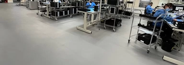 ESD flooring in a circuit assembly workshop