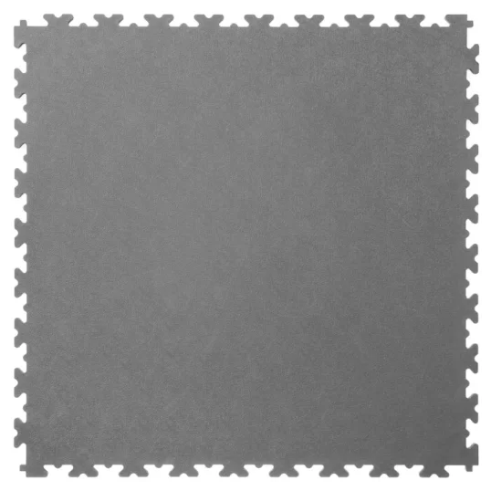 Image of a light grey Ecotile RX500/7 interlocking floor tile, manufactured using 100% recycled materials