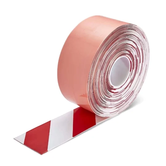 Roll of red and white striped line marking tape