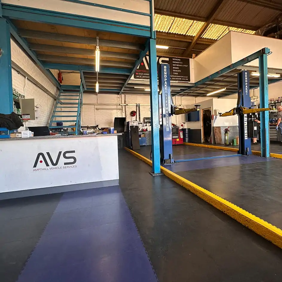 Ampthill garage entrace with bay, with blue ecotile walkways